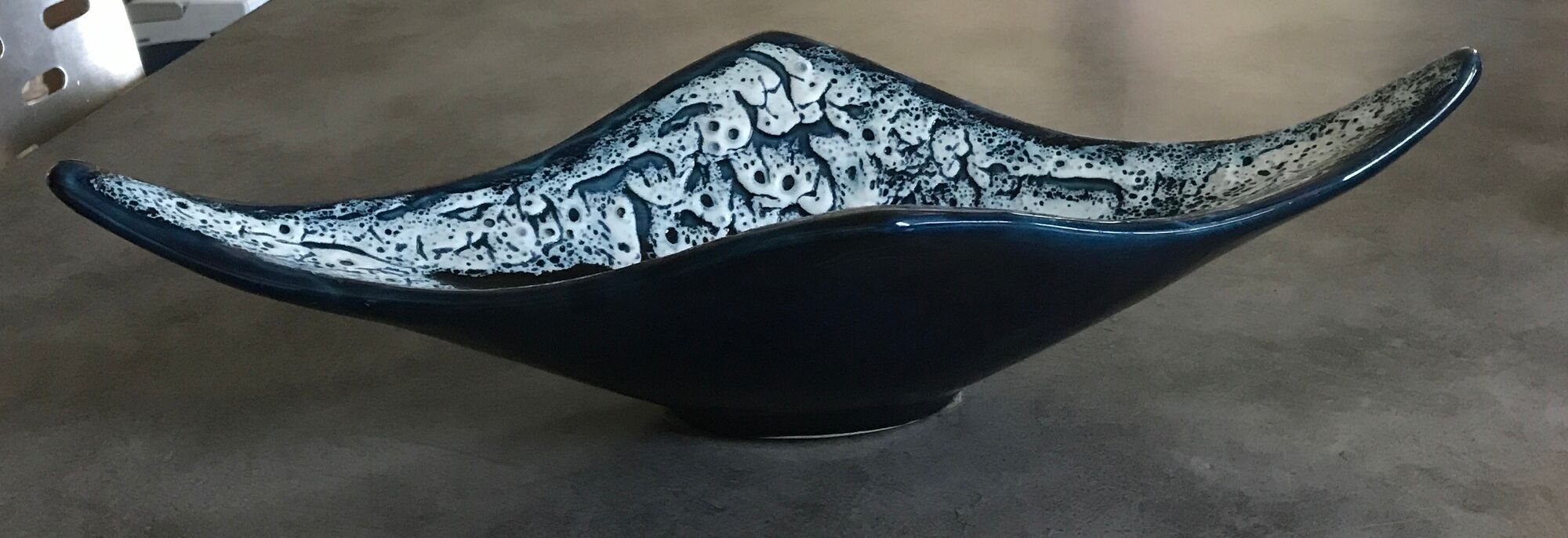 Cut ceramic centerpiece by vallauris fat lava sea foam 55 cm