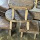 Small stool, oval solid teak accent stool wabi-sabi H26 47x33.
