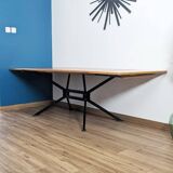 Table extensible en bois et métal, années 80