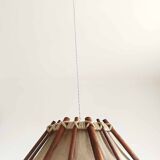 Scandinavian wooden and rope pendant light, 1970s