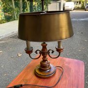 Lampe bouillotte bois massif et bronze doré
