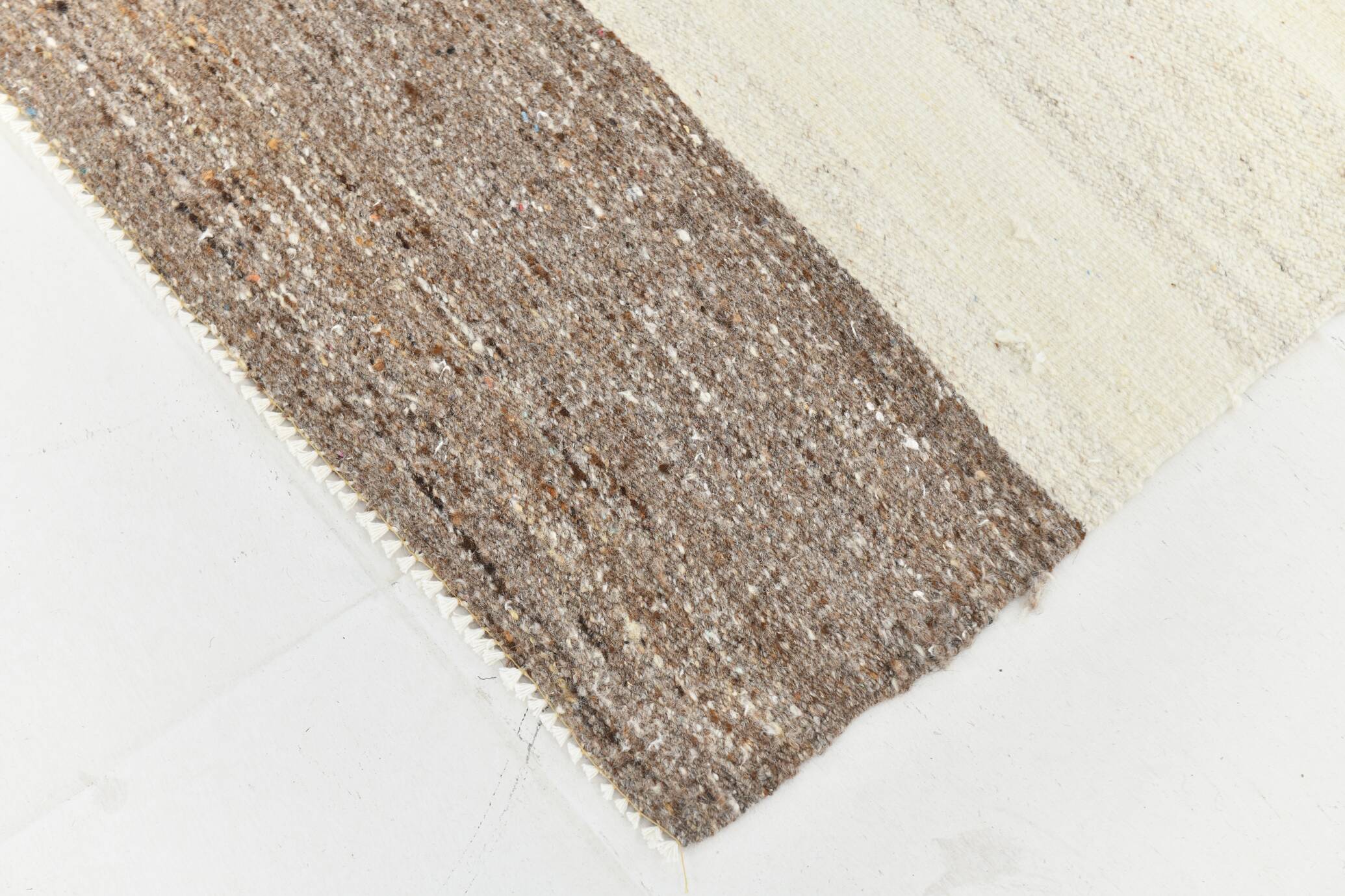 Cream & Brown Large Kilim Rug, 255x313Cm