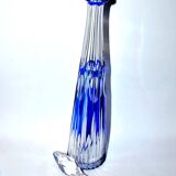 Antique Overlay NELLY carafe in crystal lined with cobalt blue SAINT-LOUIS 1930