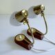 Pair of Scandinavian Lamps, Teak Glass