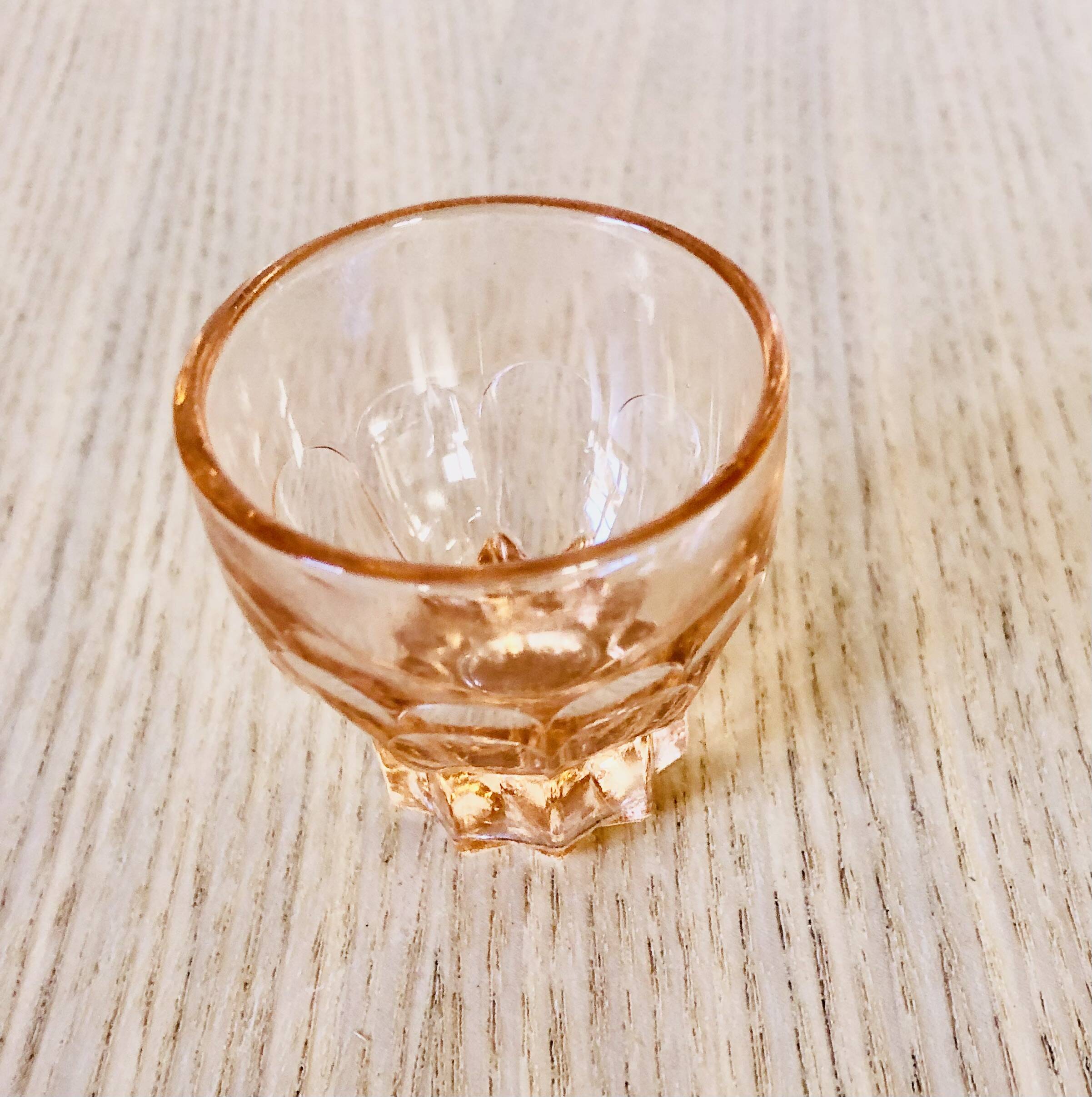 Vintage pink glass liqueur set