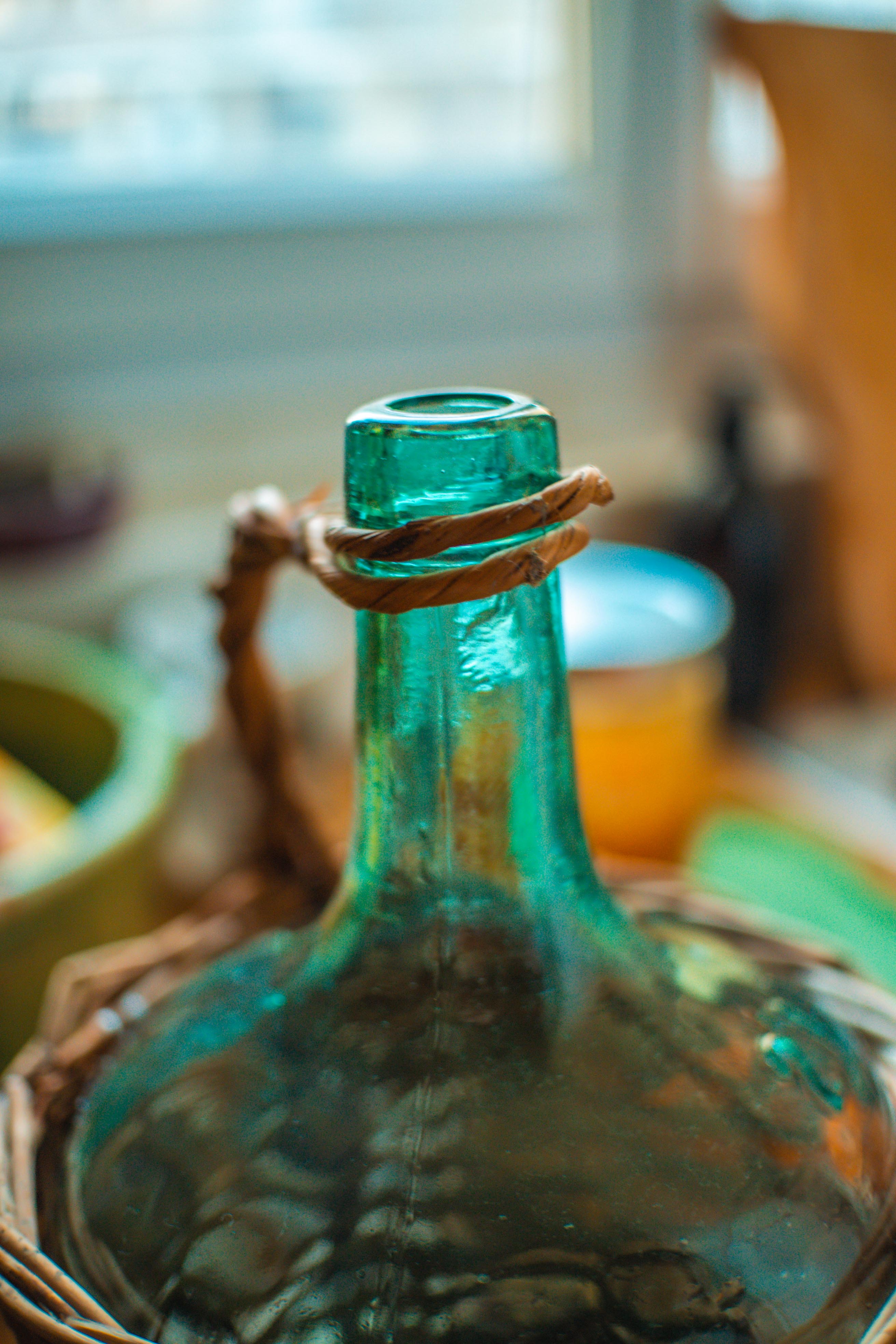 Dame Jeanne with her wicker case