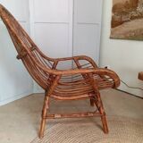 Pair of high-back rattan armchairs