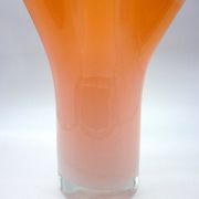 Murano handkerchief vase, blown glass, 1960s design, white and orange.