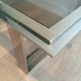 Chrome and brass designer coffee table. Attributed to Willy Rizzo