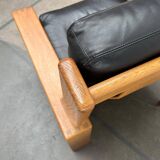 Mid-Century lounge chair model Bonanza with a high back in leather by Esko Pajamies for Asko, Finland, 1960s.