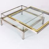 Brass and chrome sliding top table