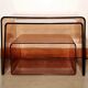 Vintage pull-out coffee tables in smoked plexiglass