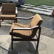 Vintage set of brown Danish fabric armchairs from the 1960s.