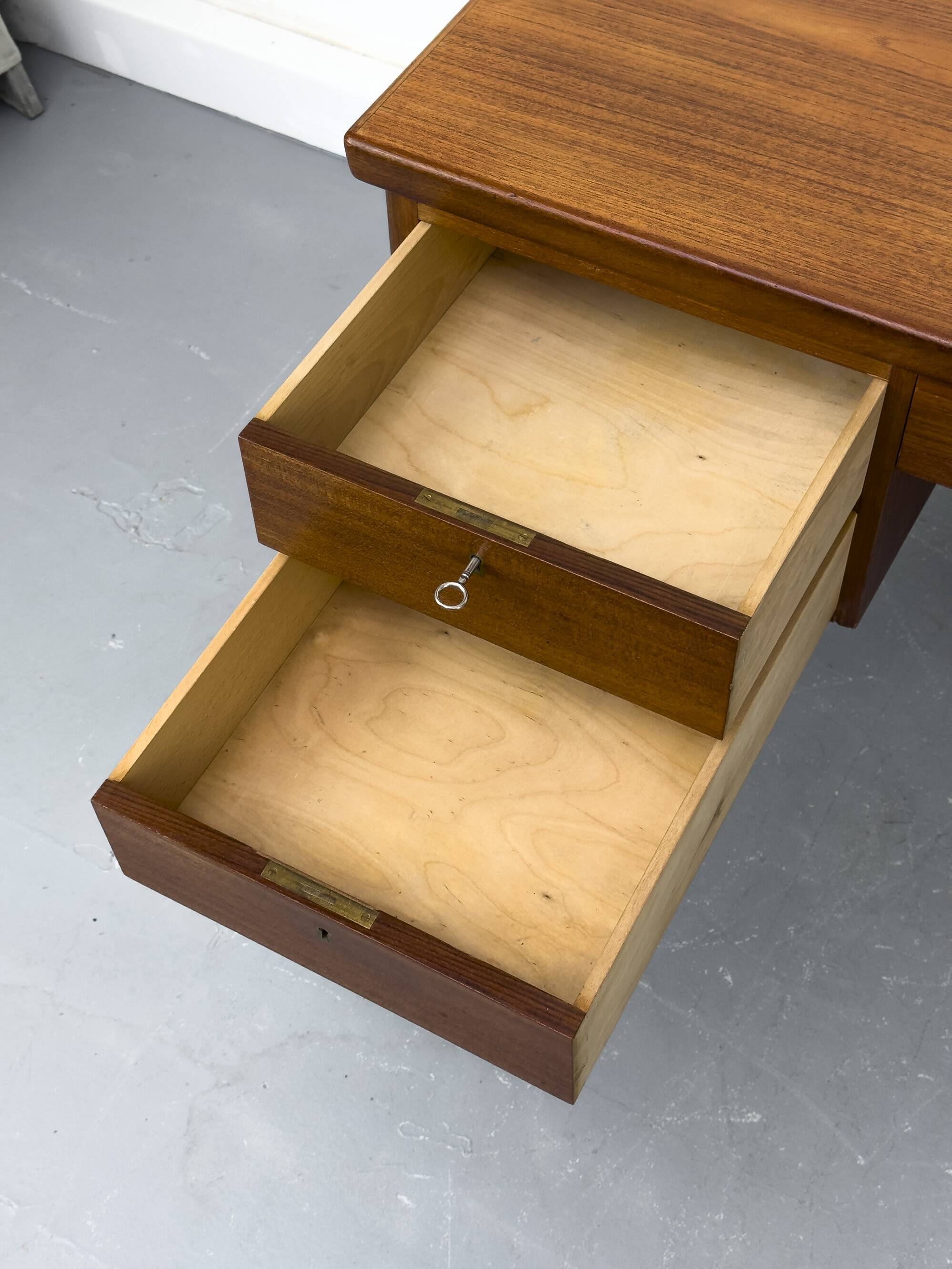 Danish Teak Desk with Drawers, 1960s