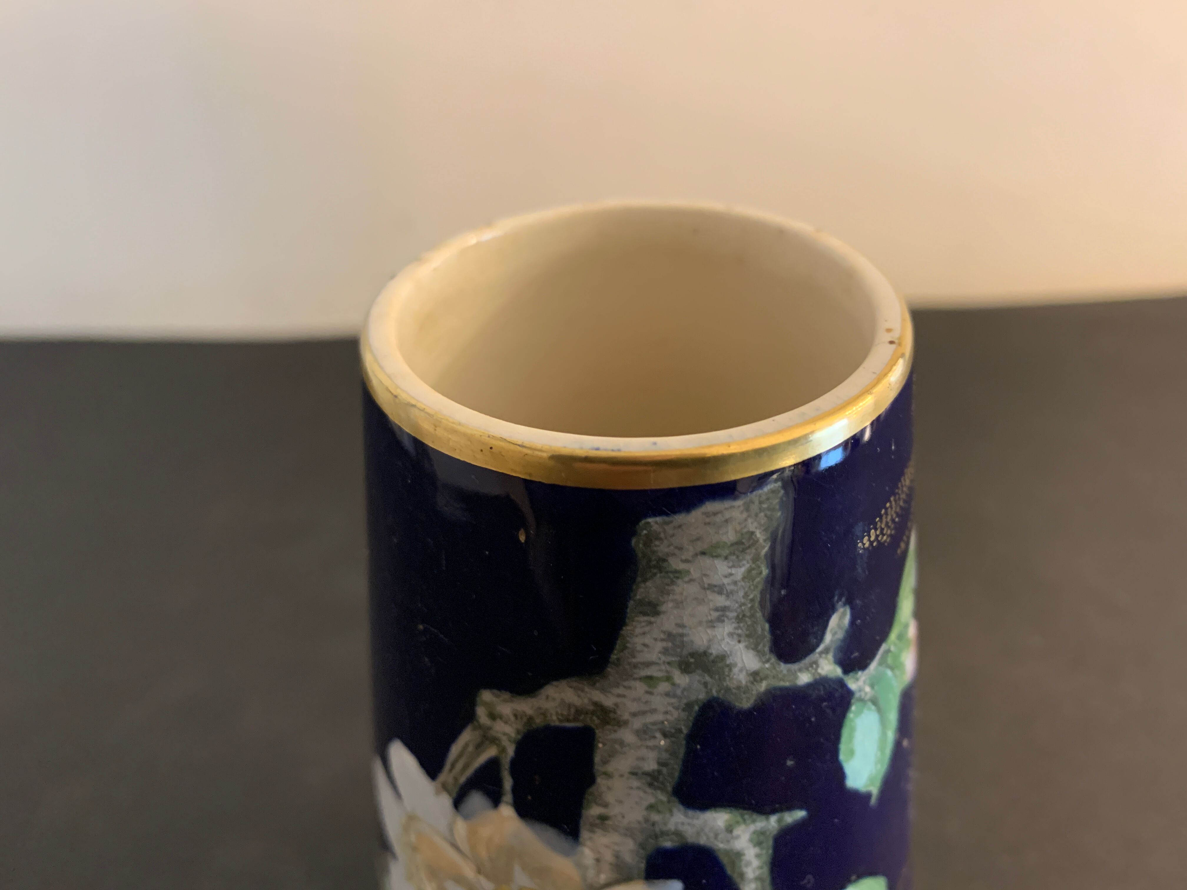Art nouveau ceramic new cobalt vase by Villeroy and Boch