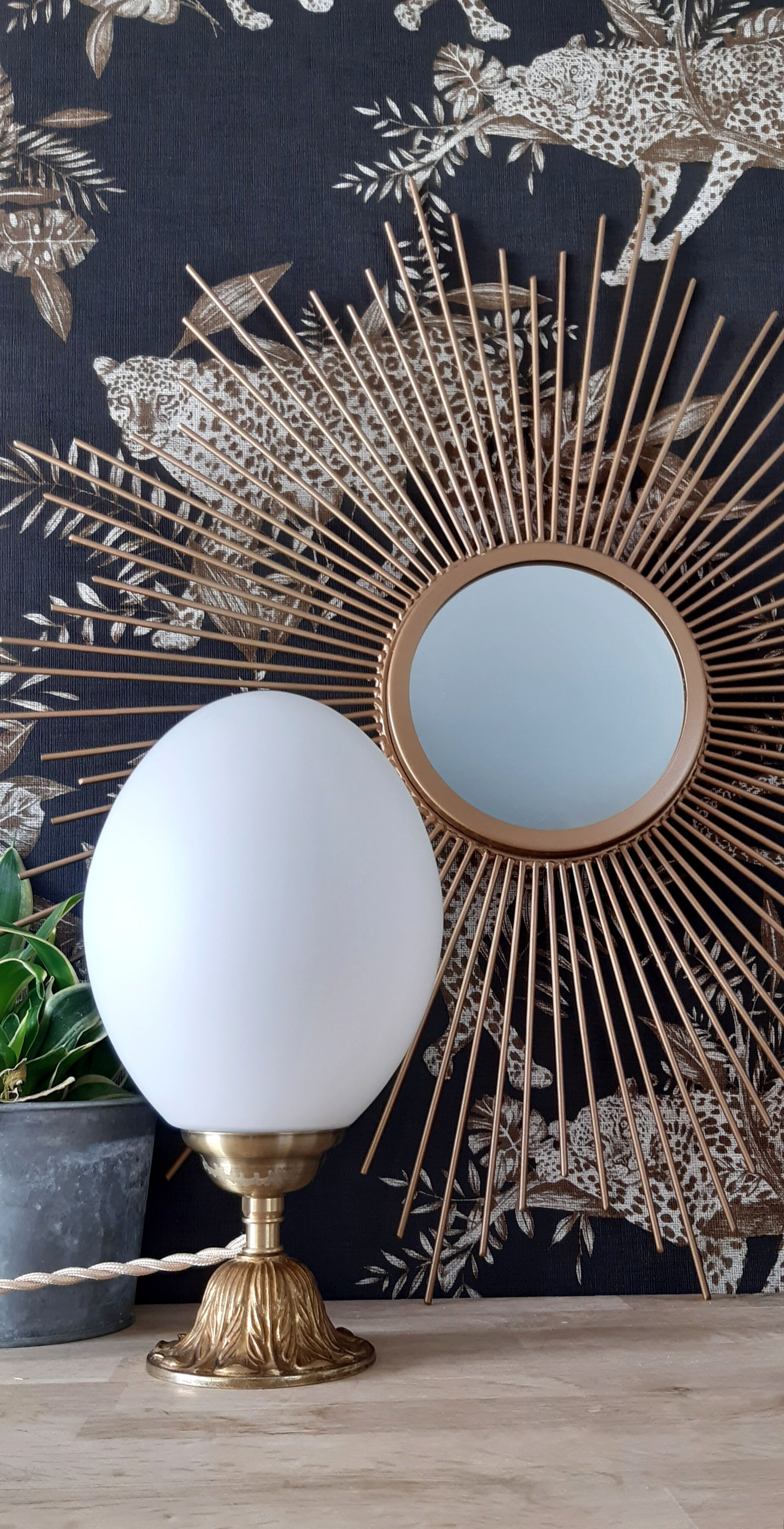 Lampe globe opaline