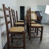 Série de 5 chaises brutalistes