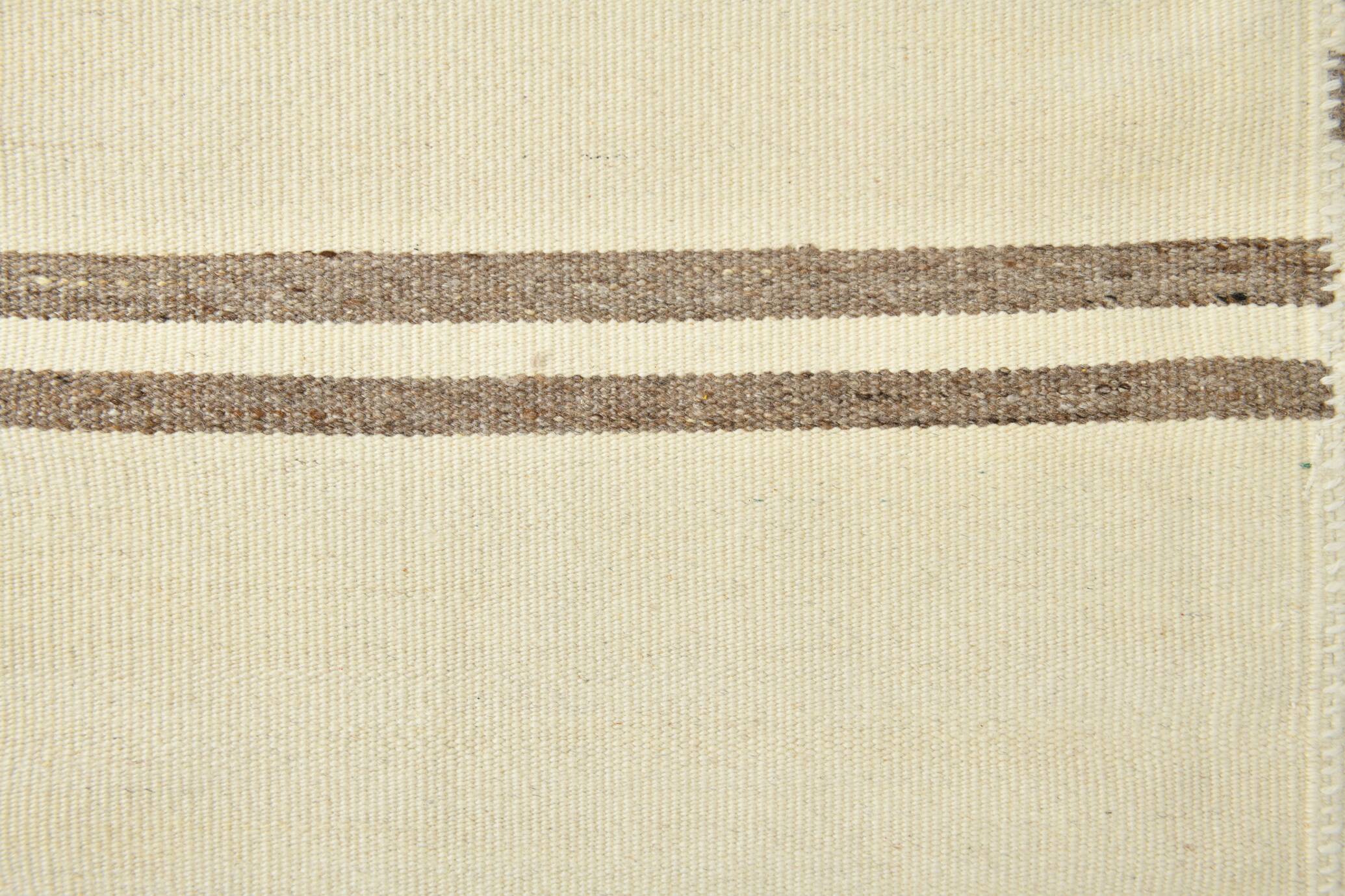 6x9 Cream & Brown Contemporary Vintage Kilim Rug, 184x282Cm