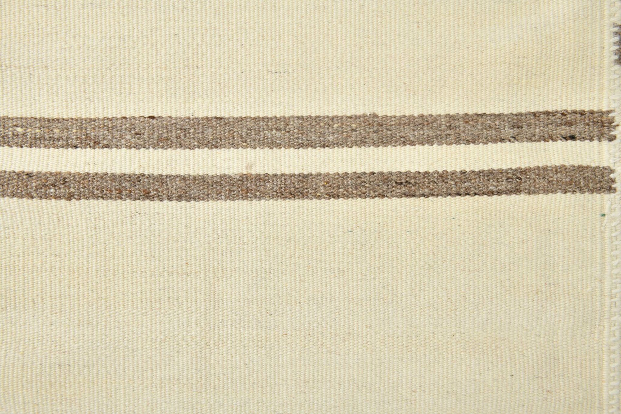 6x9 Cream & Brown Contemporary Vintage Kilim Rug, 184x282Cm