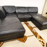 Mid-Century modular sofa in leather by De Sede, Set of 5, 1970s