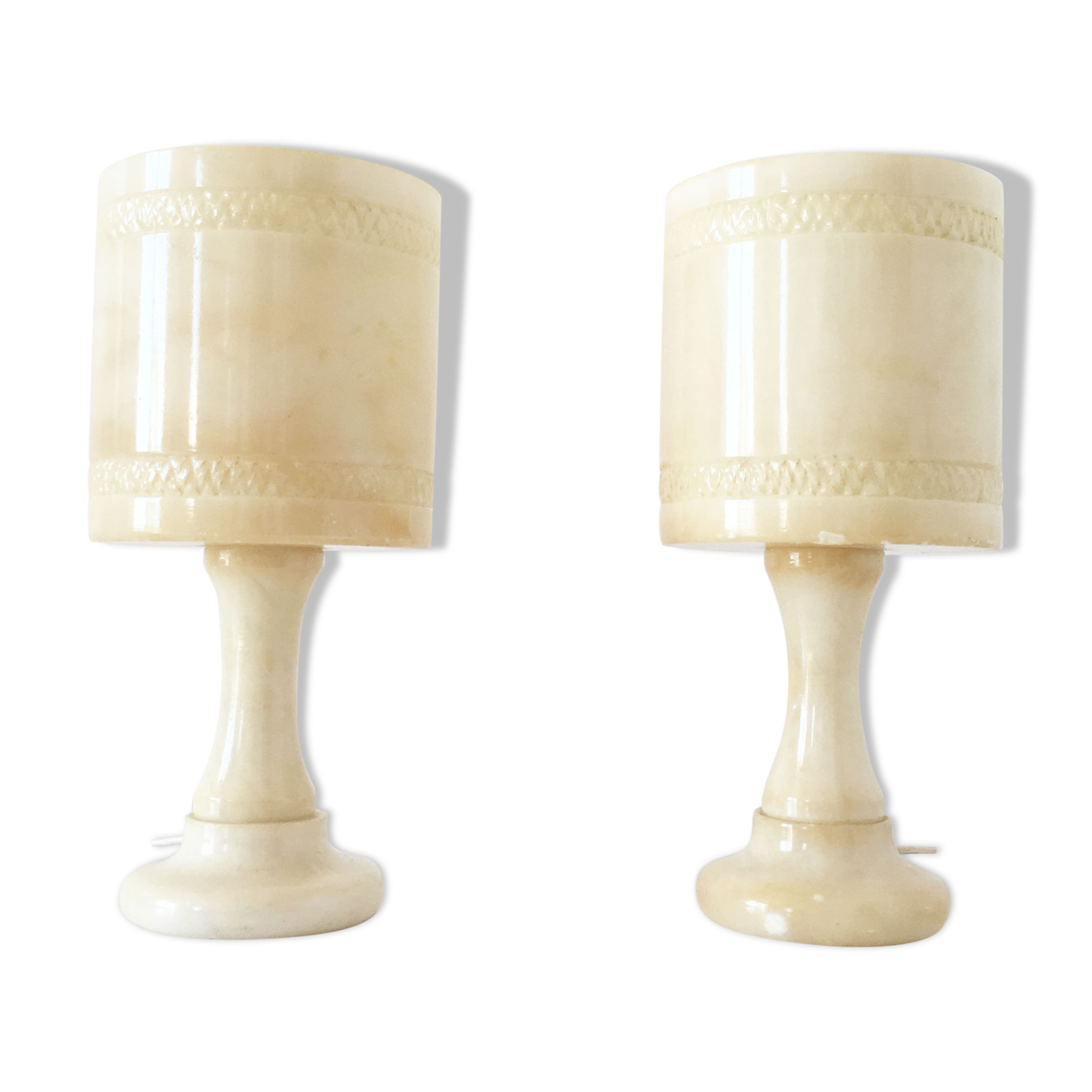 Pair of vintage alabaster lamps 1960