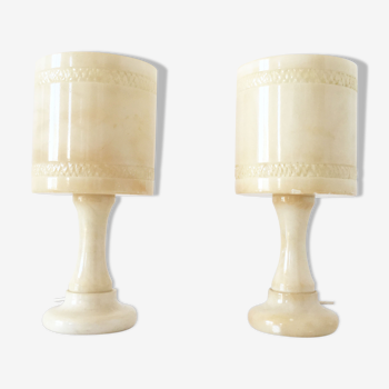 Pair of vintage alabaster lamps 1960