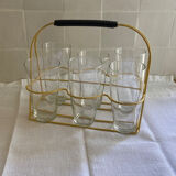 Scoubidou glass holder and its 6 glasses 1960