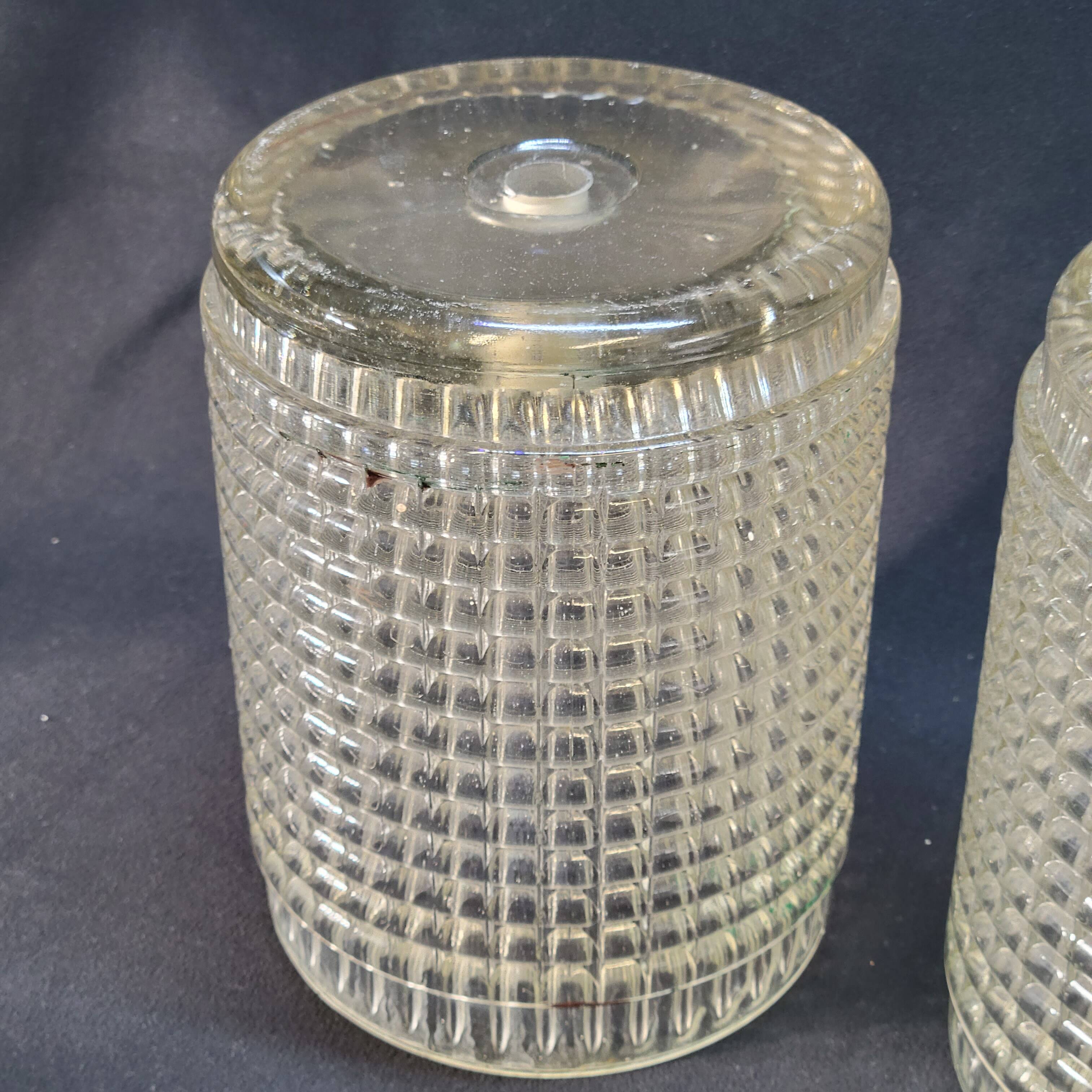 Pair of globe lampshades for wall lamp or lighting lamp in molded pressed glass