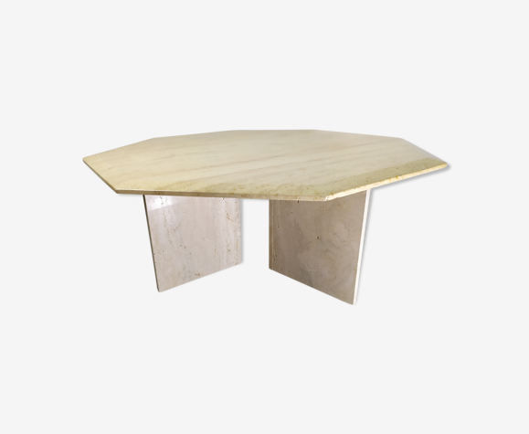 Table basse hexagonale marbre travertin