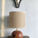 Wooden lamp, 2m fabric cable, fabric lampshade