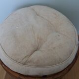 Rattan wicker pouffe from the 70s with cushion.