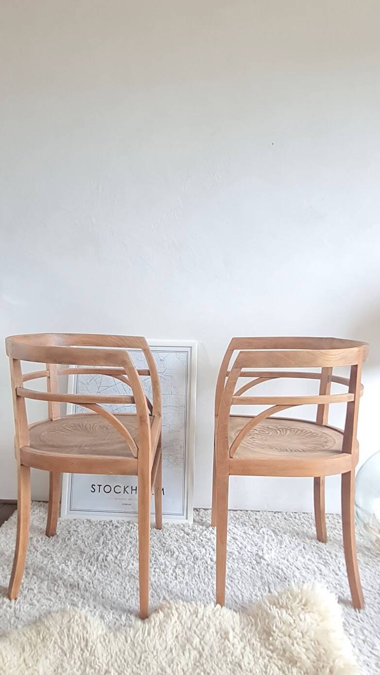 Pair of chairs in the style of antique armchairs circa 1940 - engraved seat.