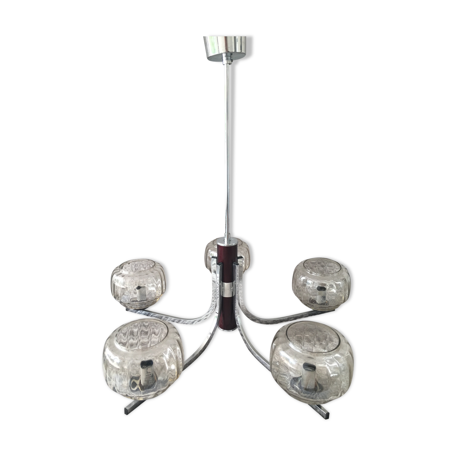 Vintage chrome chandelier 5 branches 5 lights