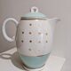 Porcelain teapot vintage iron earth Lunéville green golden water