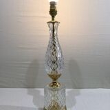 Crystal and bronze lamp base with square foot