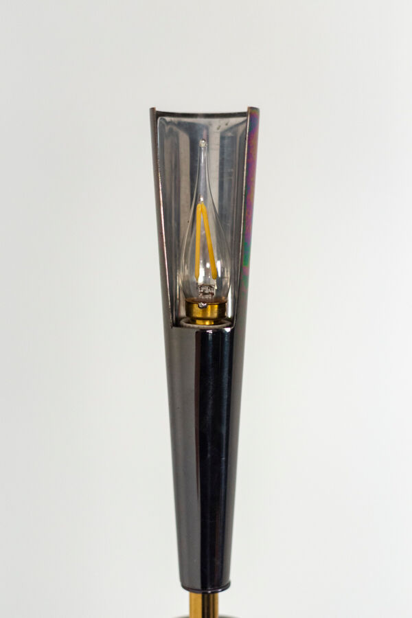 Lampadaire Quasar, Maison Charles en métal doré et irisé XXe siècle