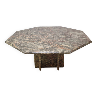 Table basse italienne octogonale en marbre, années 1980