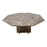 Table basse italienne octogonale en marbre, années 1980