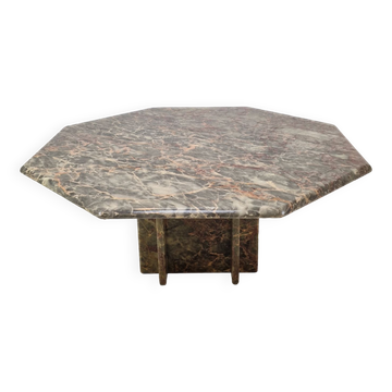 Table basse italienne octogonale en marbre, années 1980