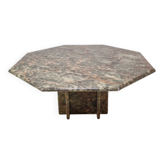 Italian octagon marble coffee table, 1980s