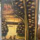 Old african canvas under lively woods in tropical and lush forest signed to identify