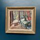 Oil on panel by Swedish artist – "Interior with figure" by Olle Nordberg (1905–1986) – 1944 – vintage and framed – 40×46 cm (15.7"×18.1")