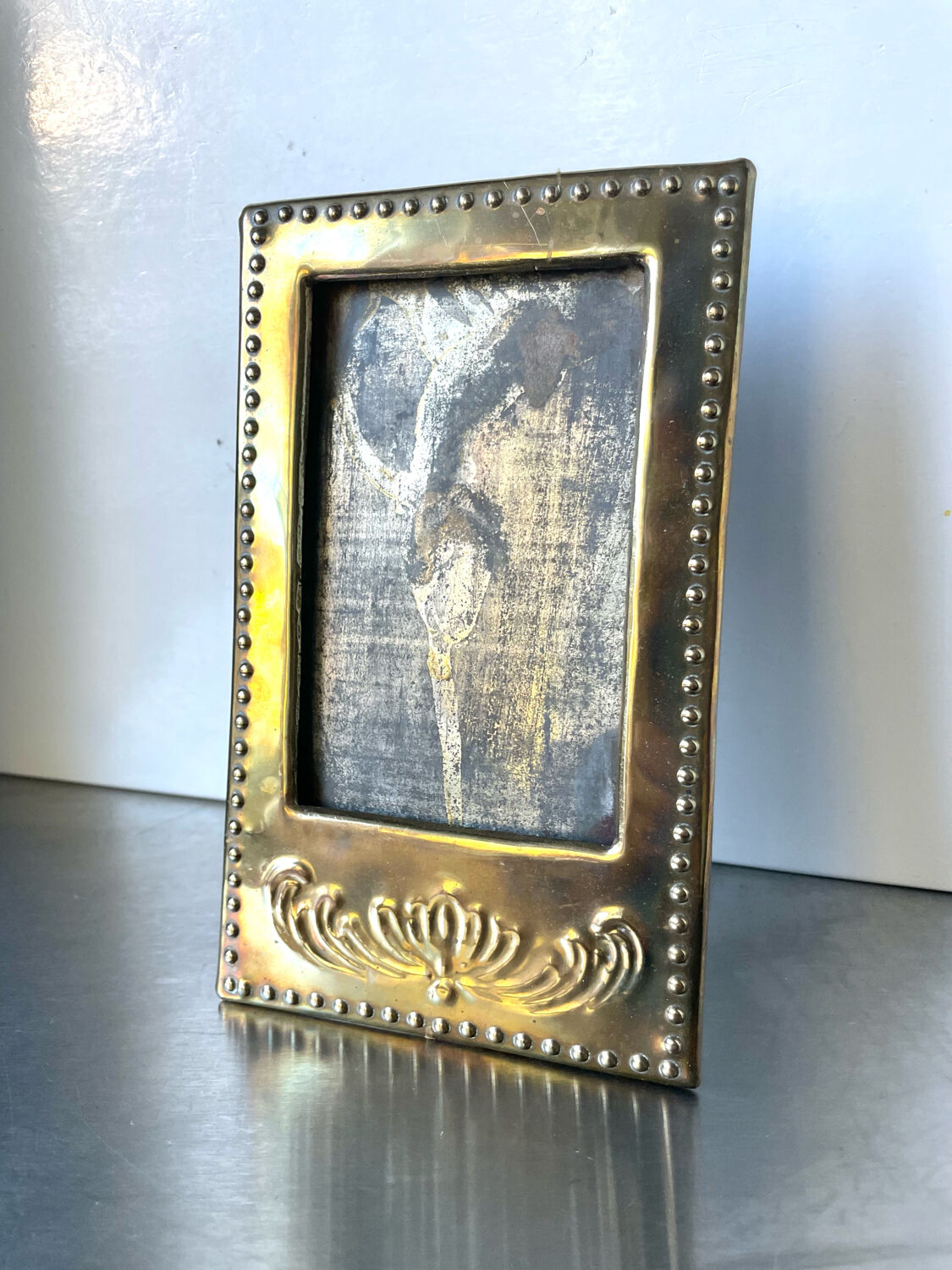 Brass art nouveau frame