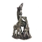 African stone sculpture of 3 Giraffes