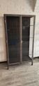 Vintage two-door metal medical display case