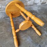 Brutalist wooden tripod stool