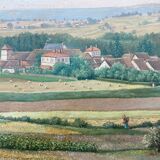 Impressionist painting HST Landscape with vines A. Guilbert 1892 éc. Chatou