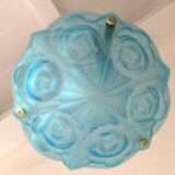 Suspension en pate de verre bleue signée Degué / style art deco