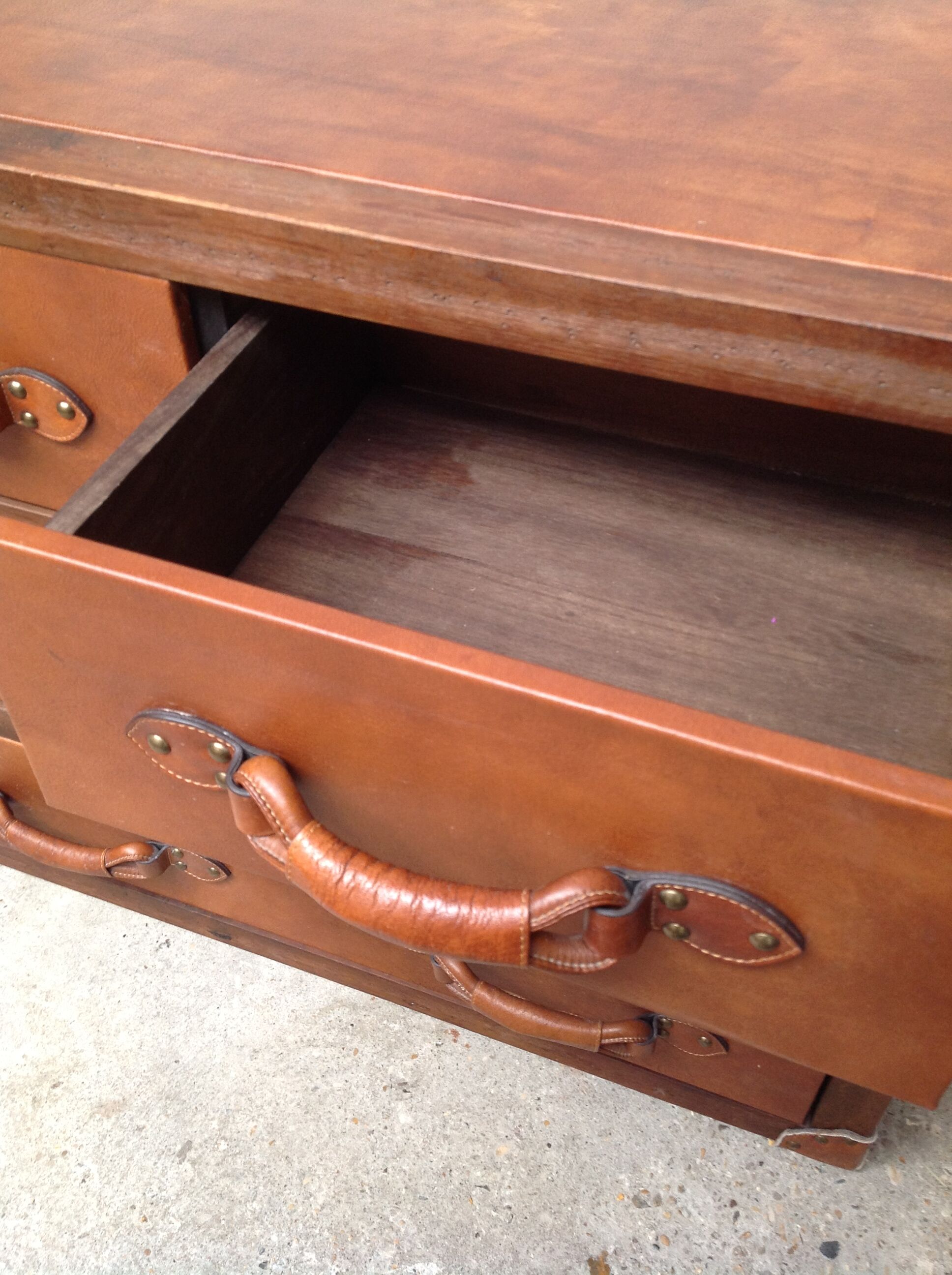 Wooden and leather dresser