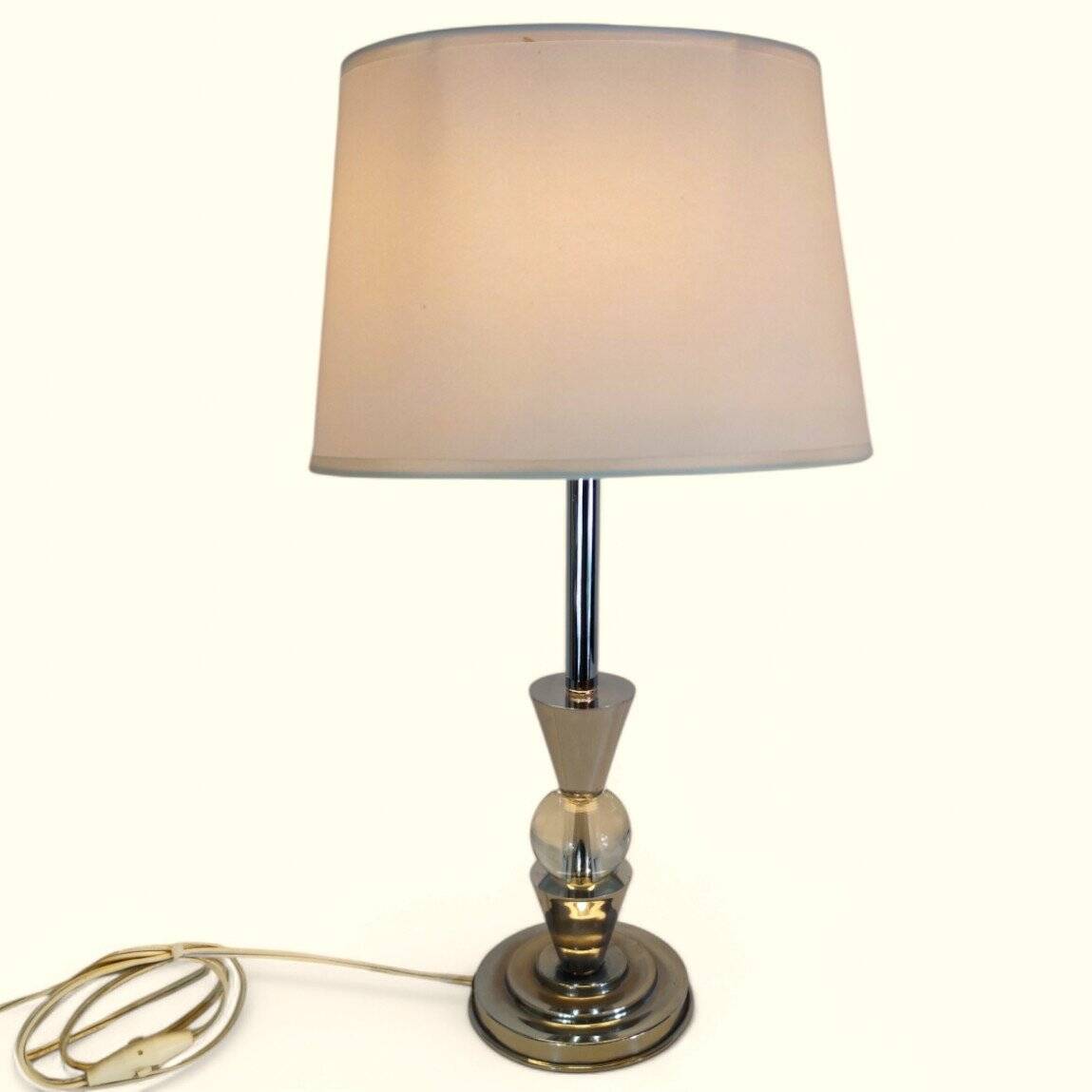 Chrome and Glass Lamp 1950s - Jacques Adnet Style